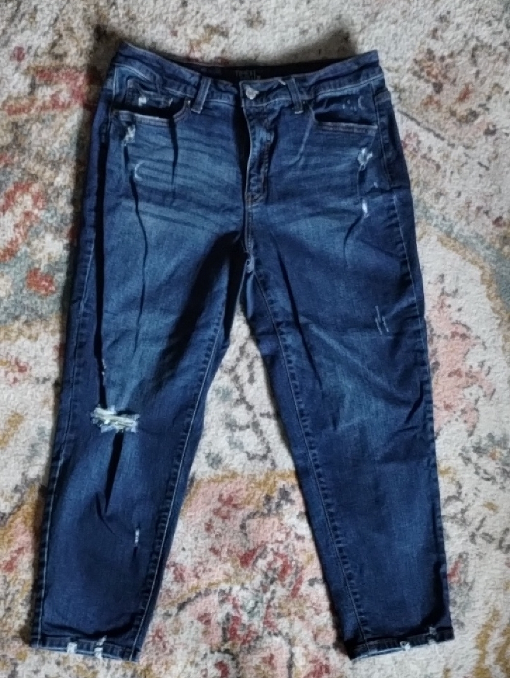 Time and Tru Dark Blue Distressed Boyfriend  Jeans